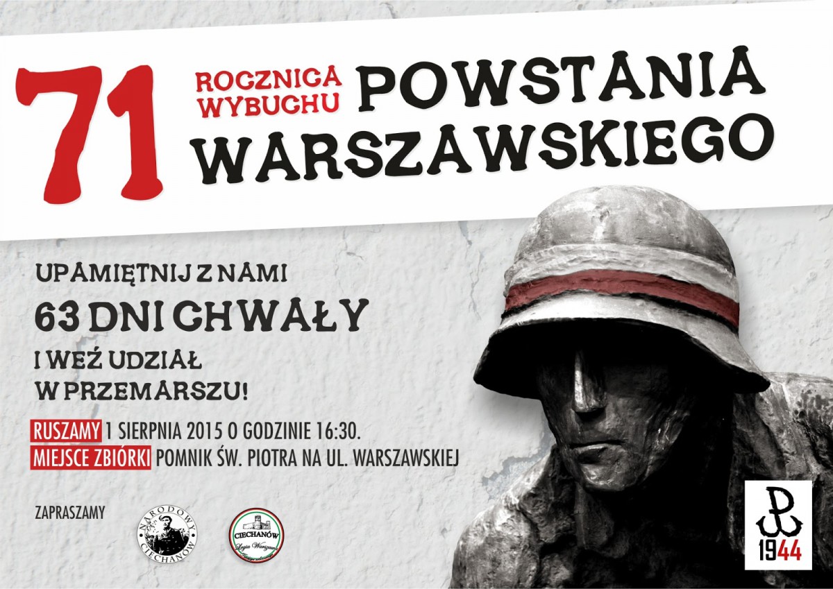 Ciechanowianie uczczą 71. rocznicę wybuchu Powstania Warszawskiego. Zobacz program obchodów