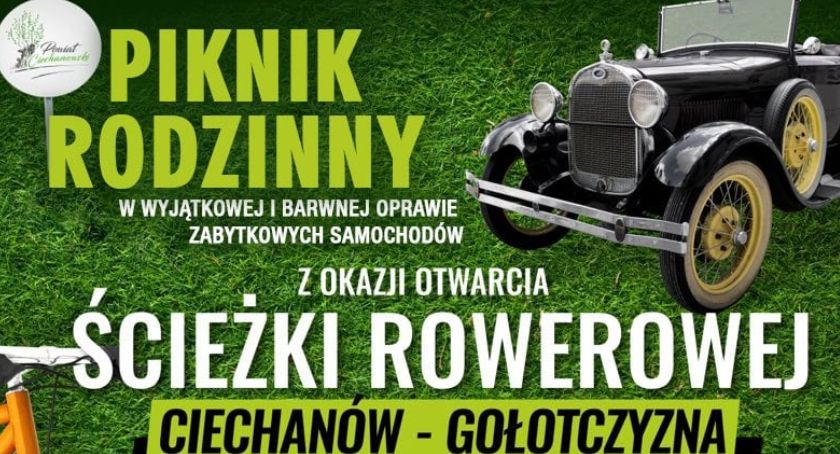 Piknik, koncerty i zabytkowe auta na otwarcie ścieżki rowerowej Ciechanów-Gołotczyzna