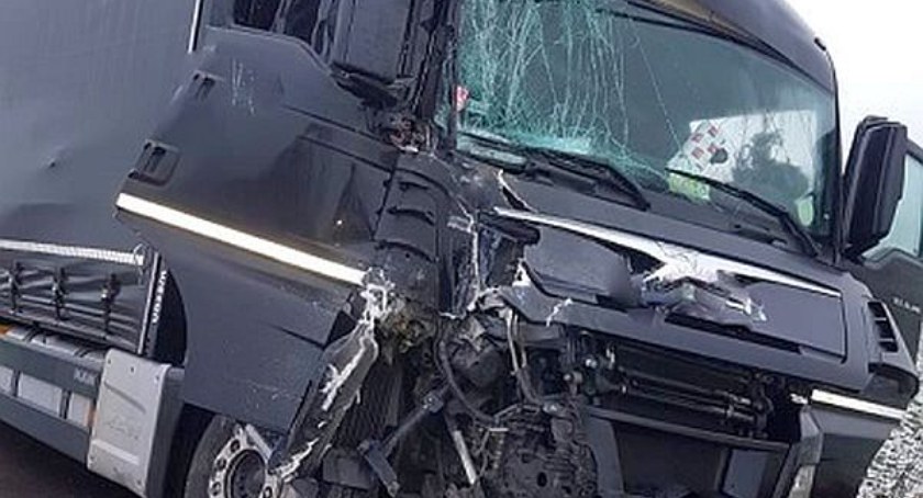 Ciężarówka uderzyła w autobus szkolny [zdjęcia]