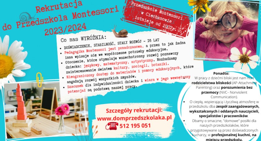 Rekrutacja do Przedszkola Montessori w Ciechanowie