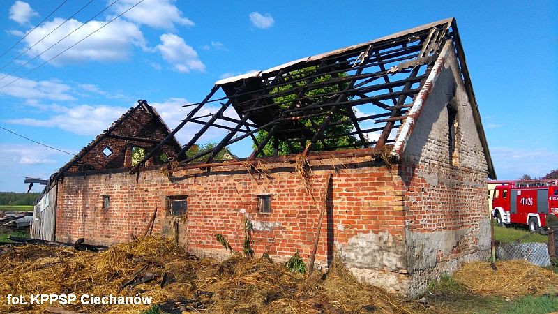 Pożar budynku gospodarczego pod Ciechanowem