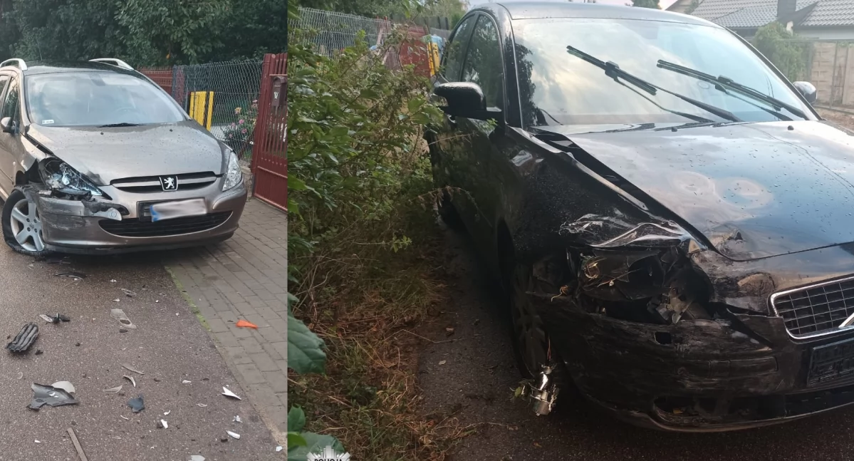 Pijany kierowca uszkodził dwa zaparkowane samochody [zdjęcia]