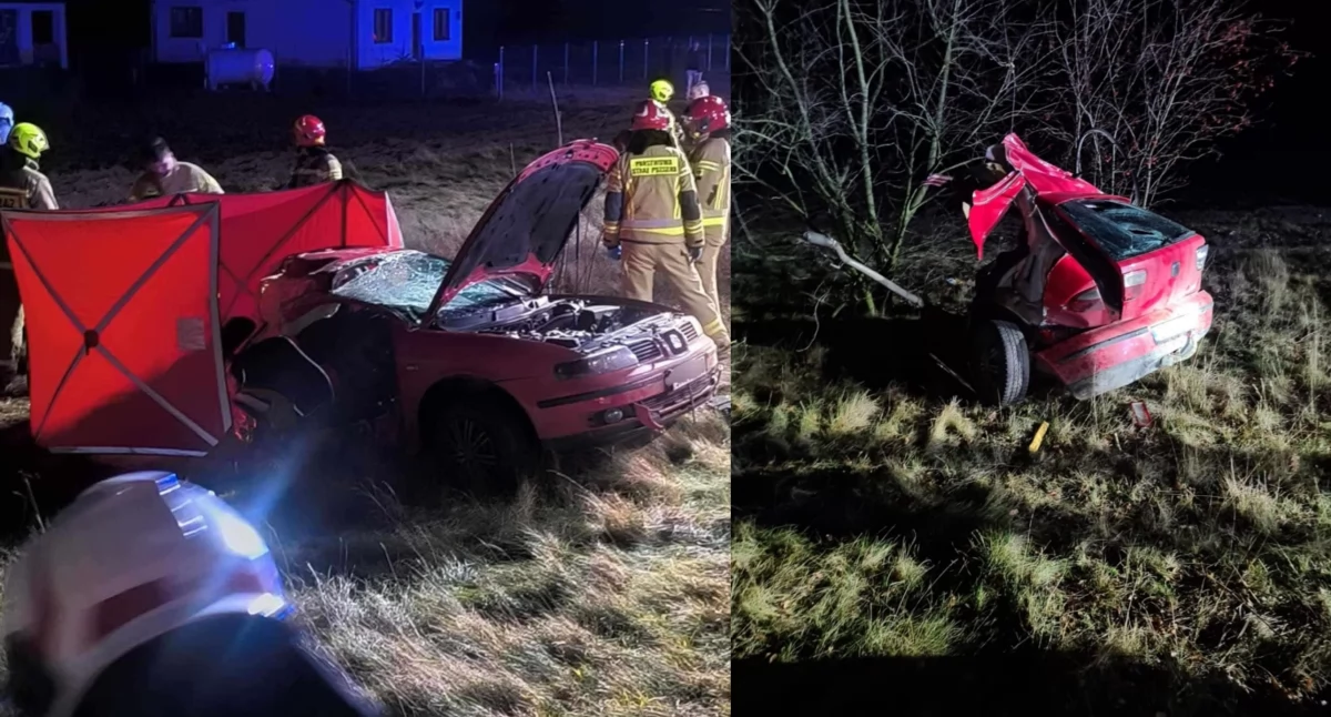 Tragedia na drodze, nie żyje 24-latek. Siła uderzenia rozerwała samochód na dwie części [zdjęcia]