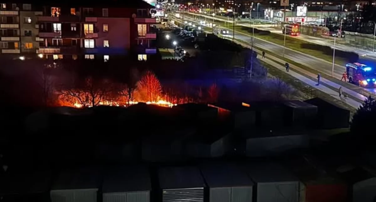 Pożar przy bloku na ul. Witosa w Ciechanowie [zdjęcia]