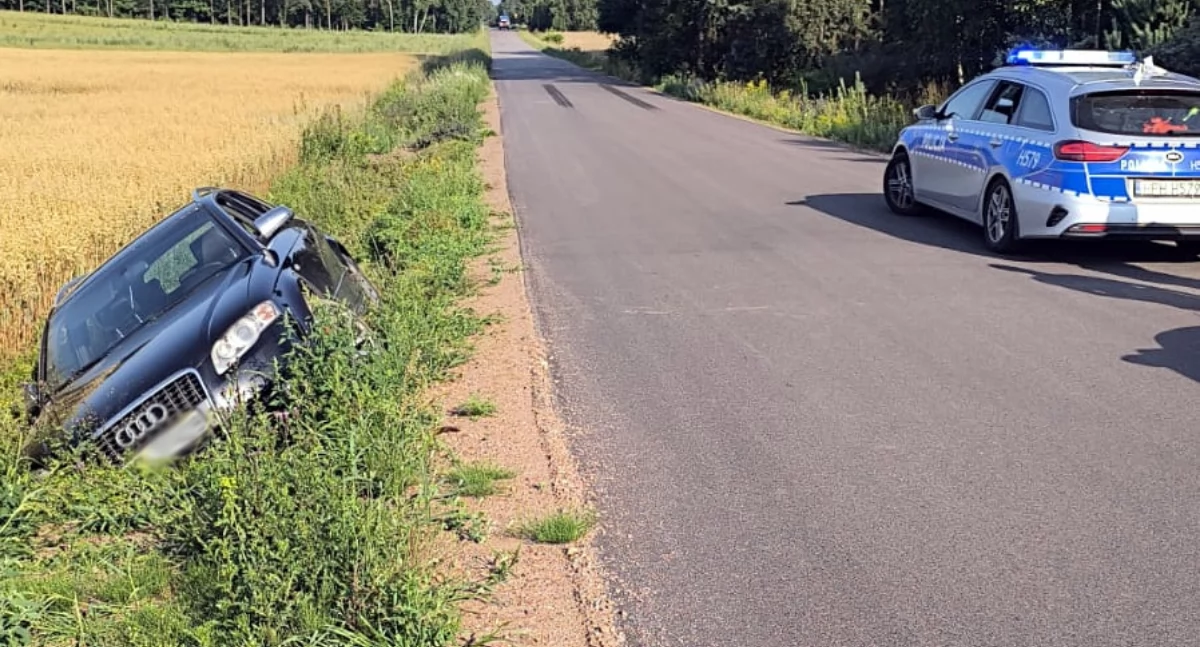 Wjechał audi do rowu i nie chciał się zatrzymać. Miał ponad 3,5 promila