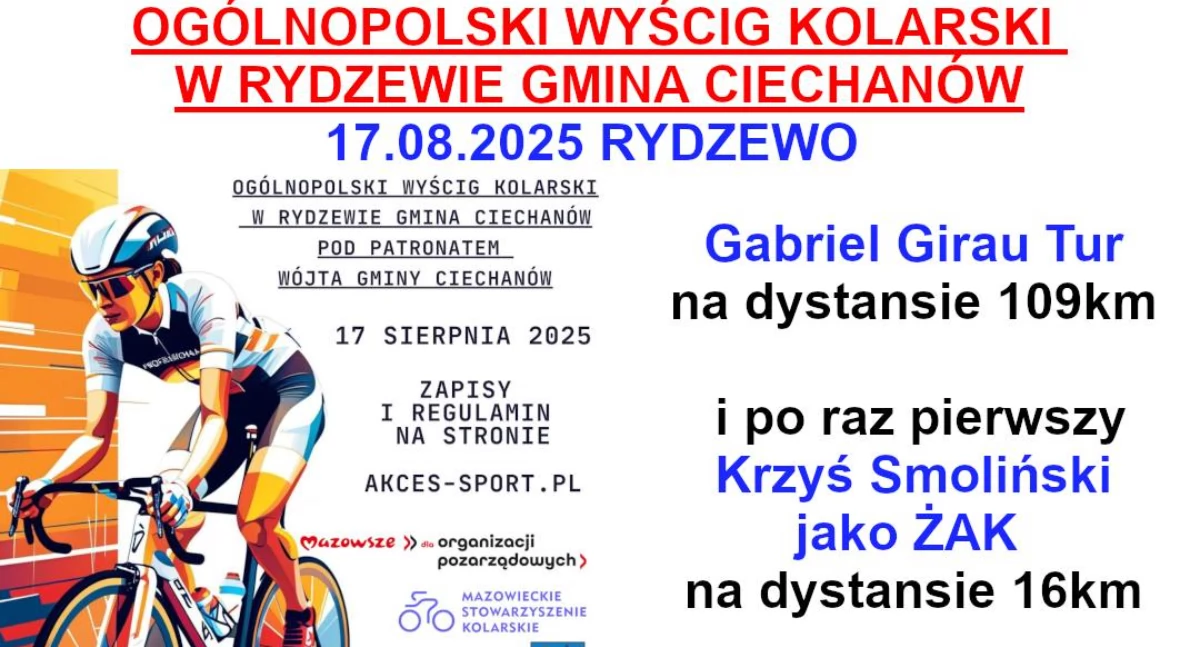 Wyścig kolarski w gminie Ciechanów. Znamy trasę i program 