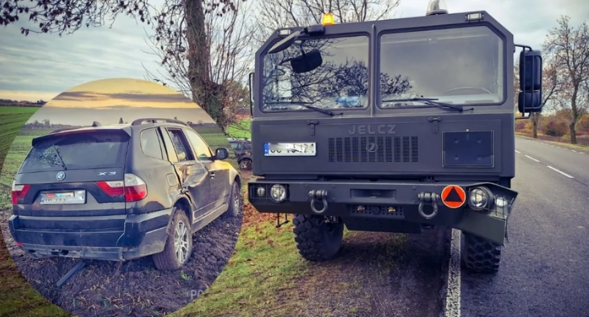 Zderzenie BMW z wojskową ciężarówką. Podróżowało nią 17 żołnierzy [zdjęcia]