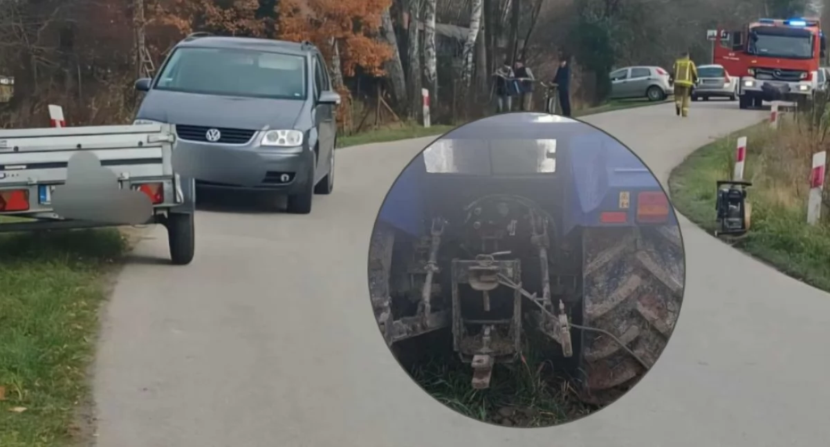 Wypadek przy wycince drzew. Zerwała się stalowa lina, dwie osoby są ranne [zdjęcia]