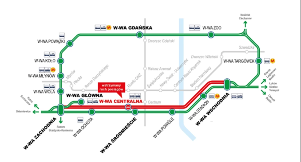 Utrudnienia w ruchu kolejowym do stolicy. Stacja Warszawa Centralna będzie wyłączona 