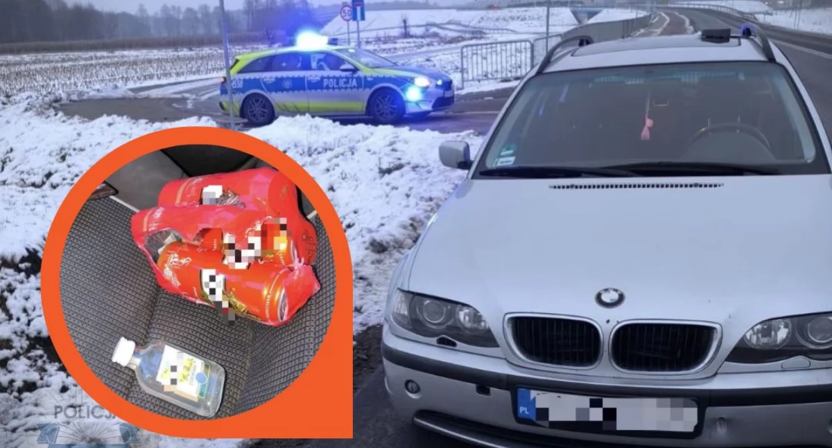Niepewny tor jazdy, otwarte piwo i alkohol w organizmie. Młody kierowca BMW stwarzał zagrożenie na drodze