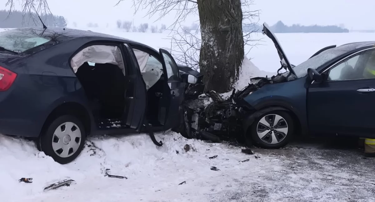 Czołowe zderzenie osobówek. Poszkodowani trafili do szpitala [zdjęcia]