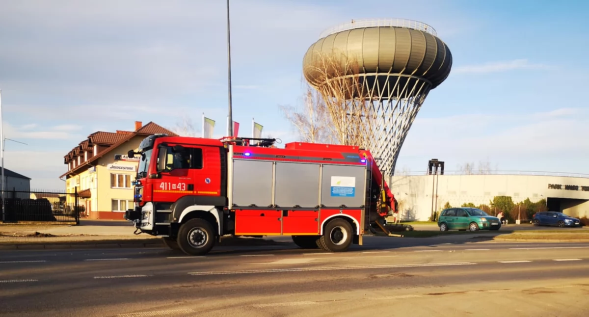 Pożar budynku w Ciechanowie. 