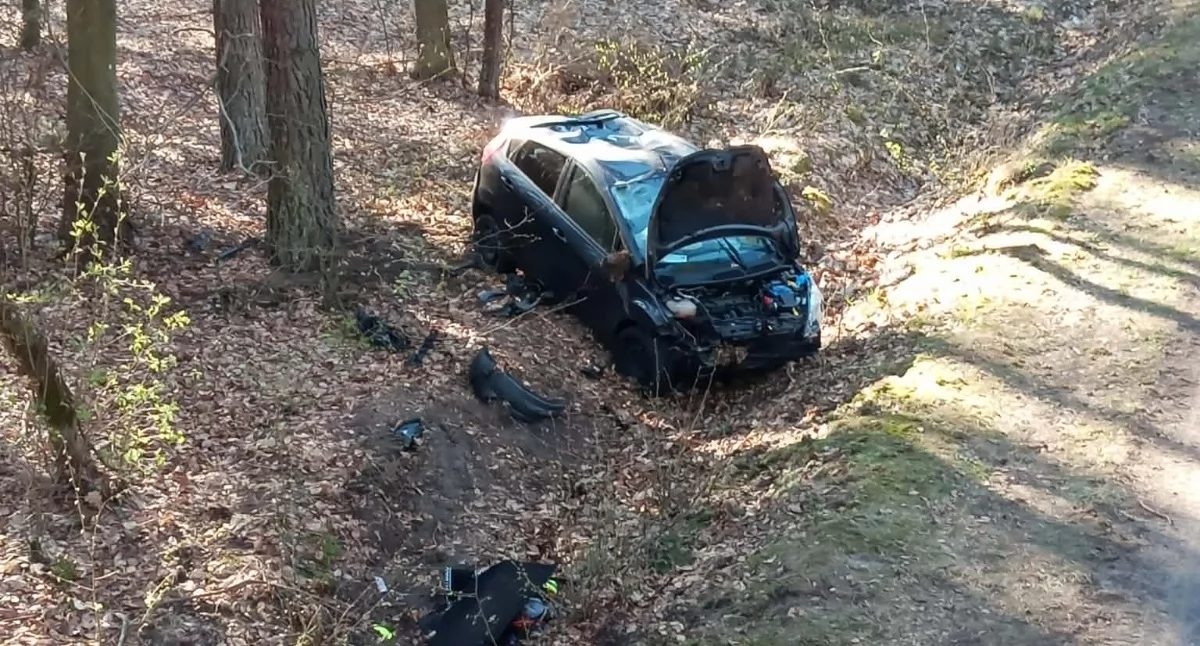 Ford dachował w rowie. Kierowcę znaleziono w ... domu 