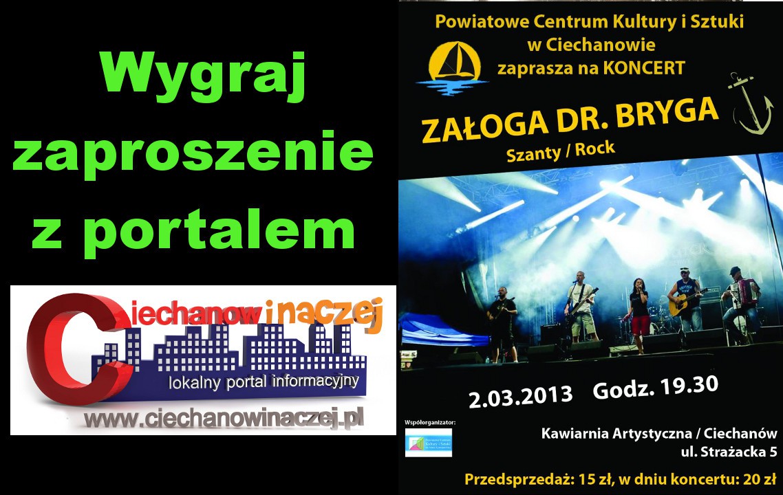 WYNIKI KONKURSU: Wygraj podwójną wejściówkę na koncert ZAŁOGA DR. BRYGA