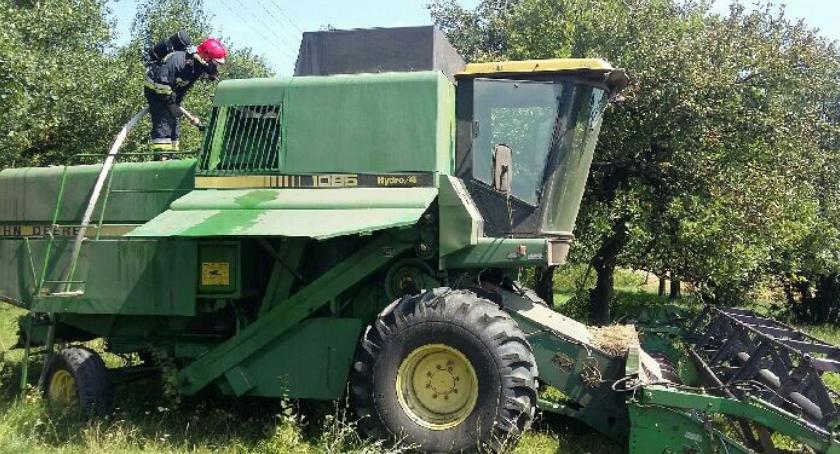 Pożary kombajnów. Jeden z operatorów został poparzony