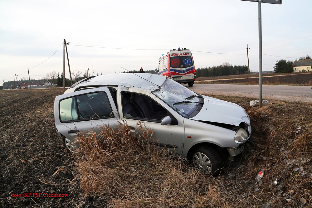 Renault dachowało w rowie. Autem podróżowała kobieta z dwójką dzieci (zdjęcia) - akt.