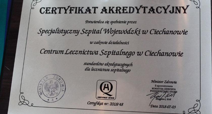 Ciechanowski szpital z certyfkatem jakości świadczonych usług [wideo/zdjęcia]
