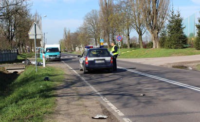 Kolizja motoroweru w Gumowie
