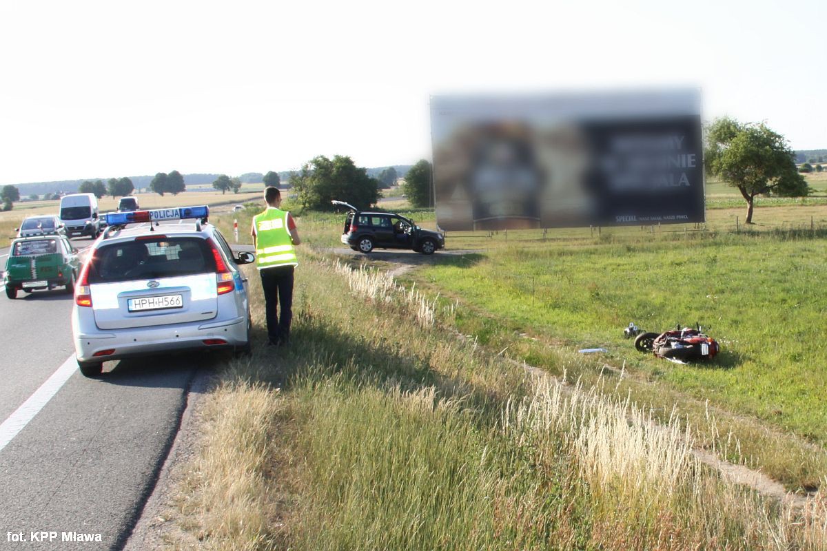Motocyklista ciężko ranny w wypadku. Był pod wpływem alkoholu