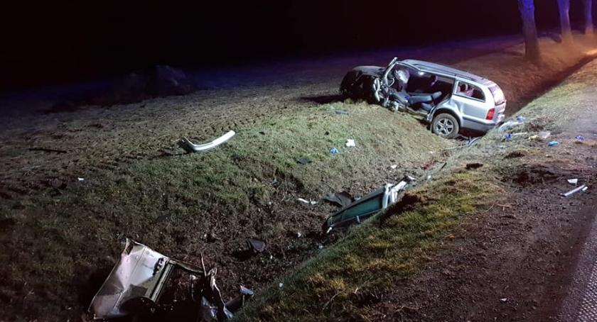 Skoda uderzyła w drzewo. Za kierownicą pijany 30-latek z pow. ciechanowskiego [zdjęcia]