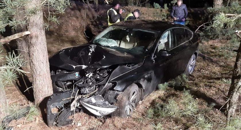 Wjechał BMW do lasu i uderzył w drzewo. Nie miał prawa jazdy [zdjęcia]