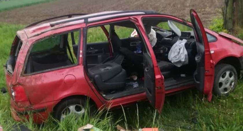 Seat uderzył w znak drogowy i drzewo na krajówce [zdjęcia]