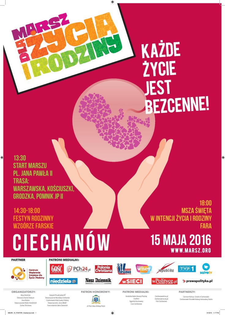 W niedzielę ulicami Ciechanowa przejdzie Marsz dla Życia i Rodziny