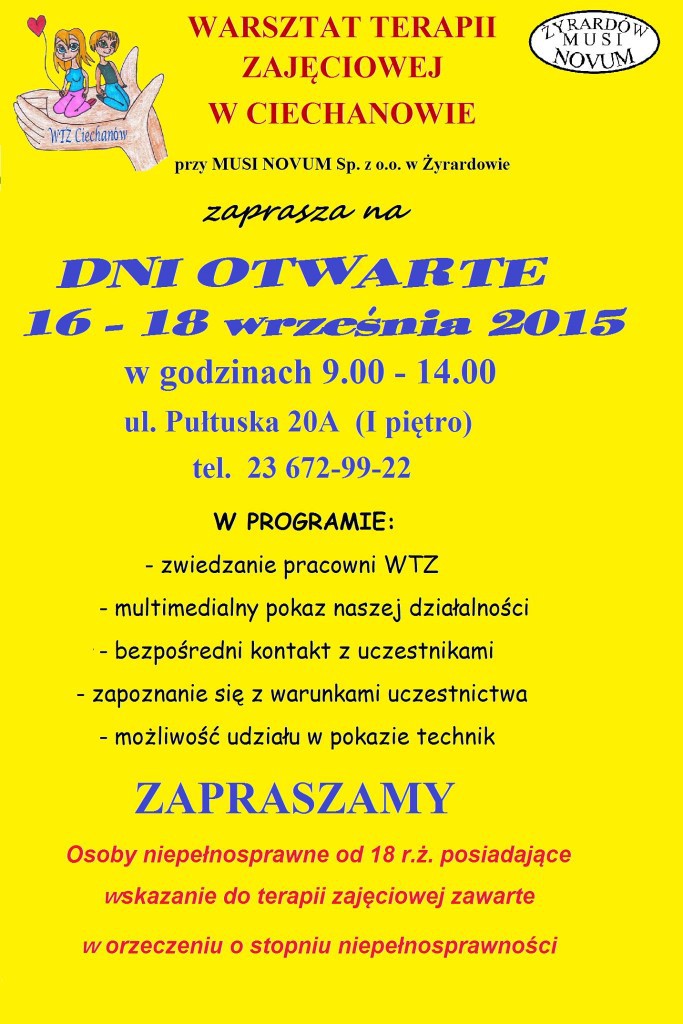 Warsztat Terapii Zajęciowej zaprasza na Dni Otwarte