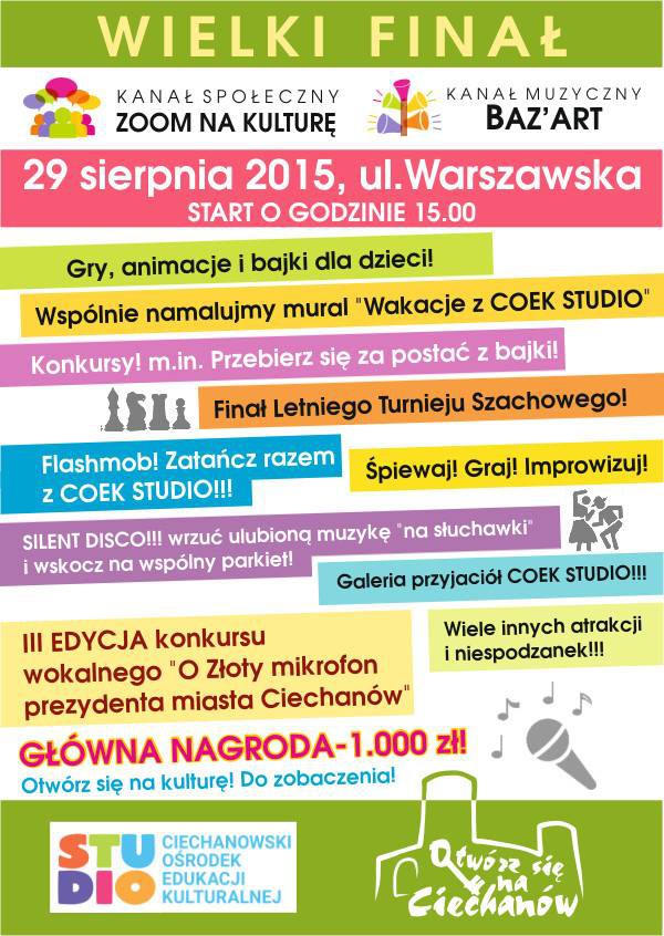 Finał letnich imprez COEK STUDIO w sobotę na deptaku