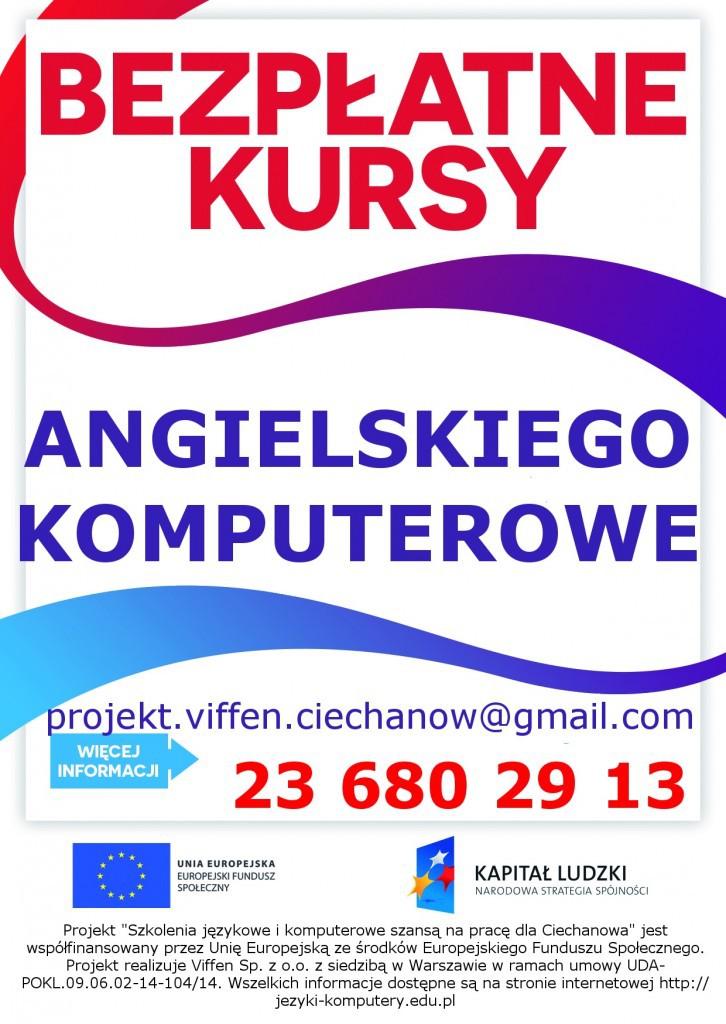 Mieszkańcy Ciechanowa mogą wziąć udział w bezpłatnych kursach języka angielskiego i komputerowych