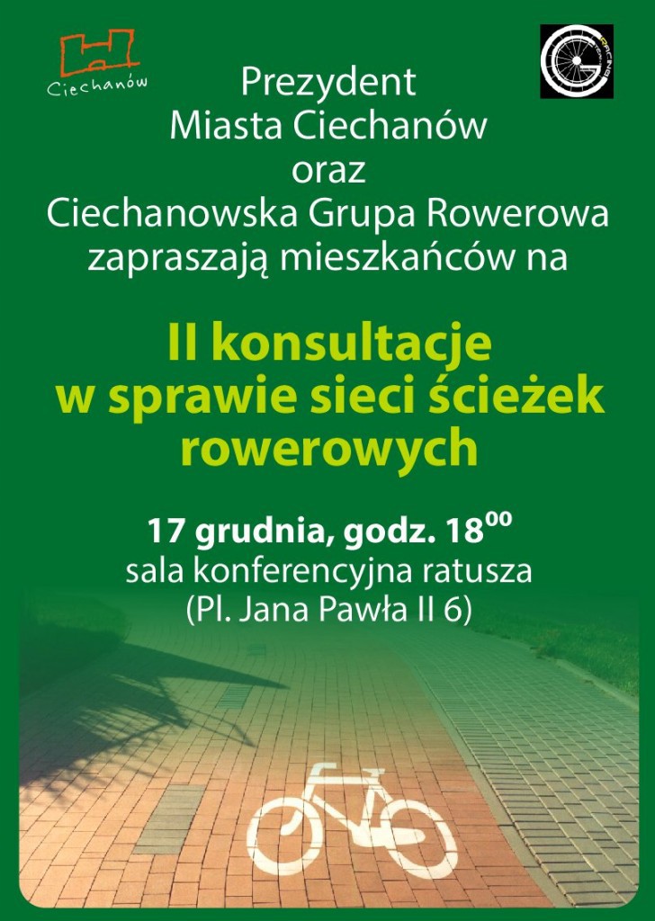 Będą kolejne konsultacje ws. sieci ścieżek rowerowych w Ciechanowie