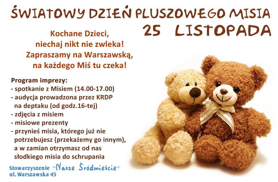 Na Warszawskiej będziemy obchodzić Światowy Dzień Pluszowego Misia