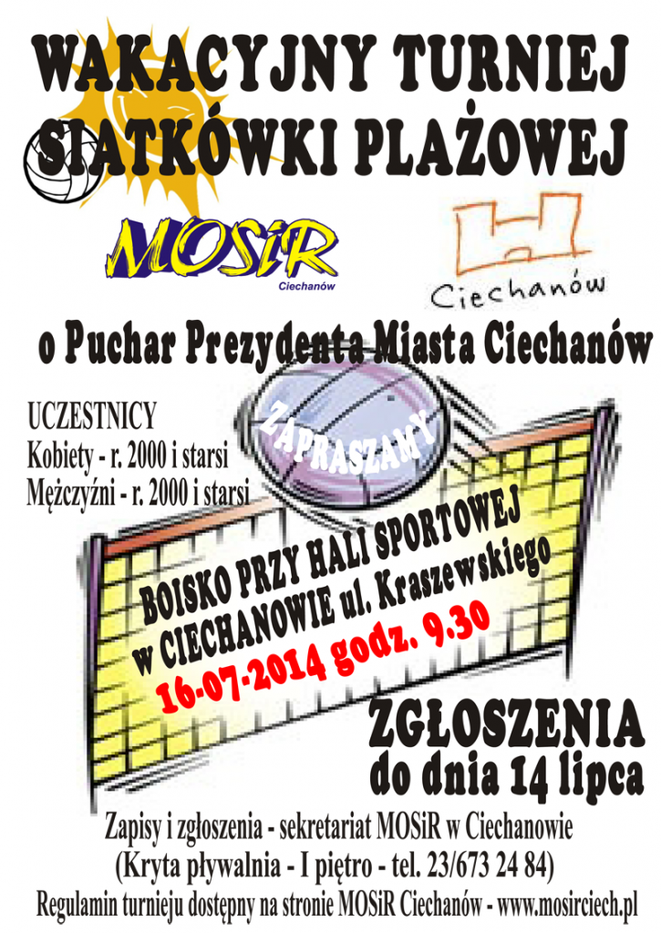 Wakacyjny Turniej Siatkówki Plażowej w Ciechanowie. Trwają zapisy!
