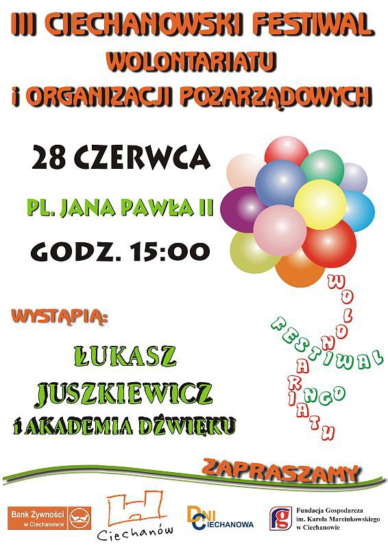 Przed nami III Ciechanowski Festiwal Wolontariatu i Organizacji Pozarządowych