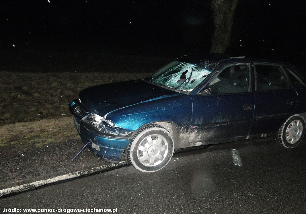 Wypadek pod Ciechanowem. 24-letni kierowca Opla śmiertelnie potrącił pieszego (zdjęcia)