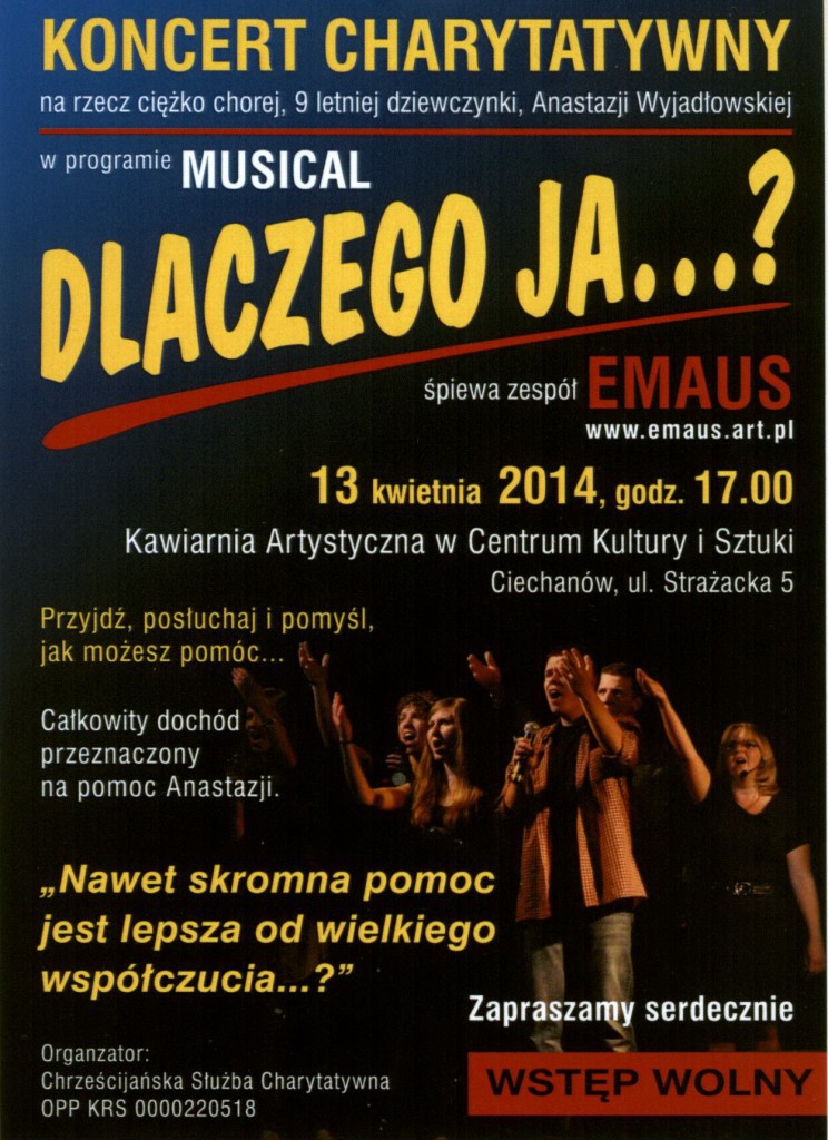 W niedzielę koncert charytatywny dla chorej Anastazji