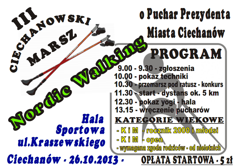 III Ciechanowski Marsz Nordic Walking już w sobotę
