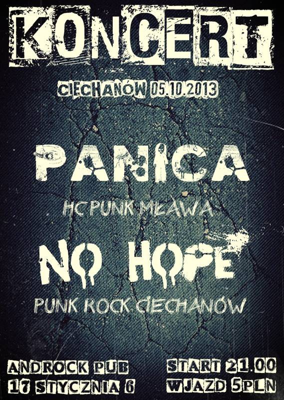 Panica i No Hope zagrają w Androck Pub