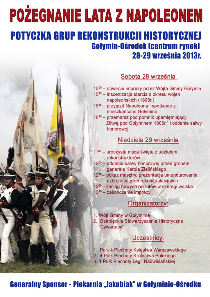 Pożegnanie lata z Napoleonem - weekend z historią w Gołyminie