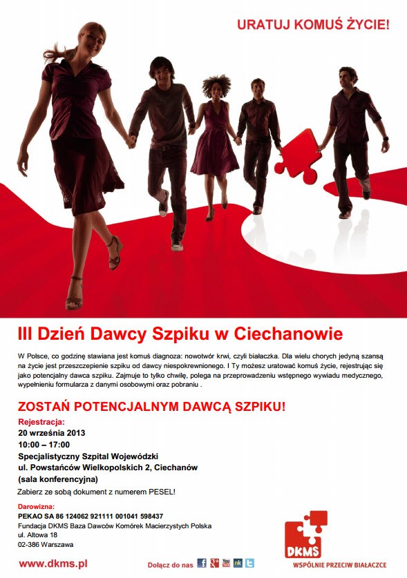 Już w piątek III Dzień Dawcy Szpiku w Ciechanowie