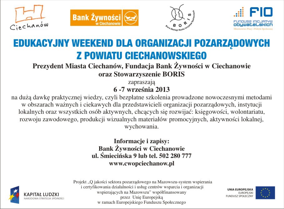 Edukacyjny weekend w Ciechanowie - Weź udział w bezpłatnych szkoleniach!