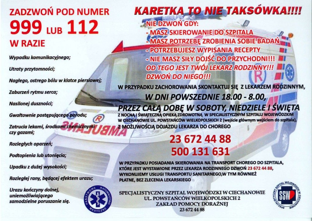 Karetka to nie taksówka! - akcja ciechanowskiego szpitala (wideo)
