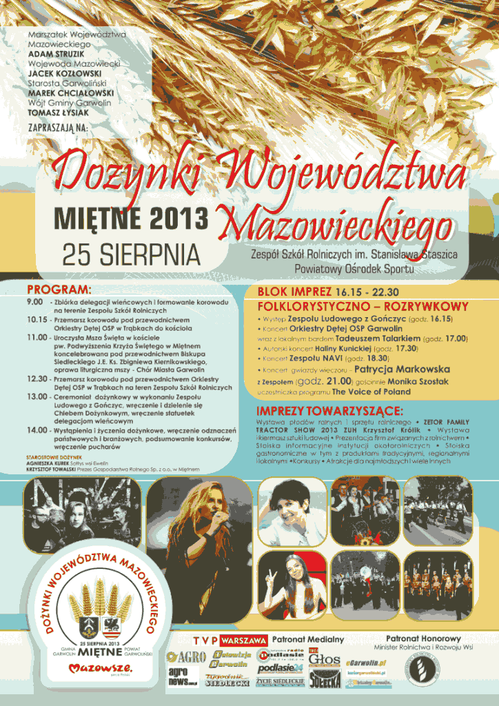 W niedzielę XV Dożynki Województwa Mazowieckiego