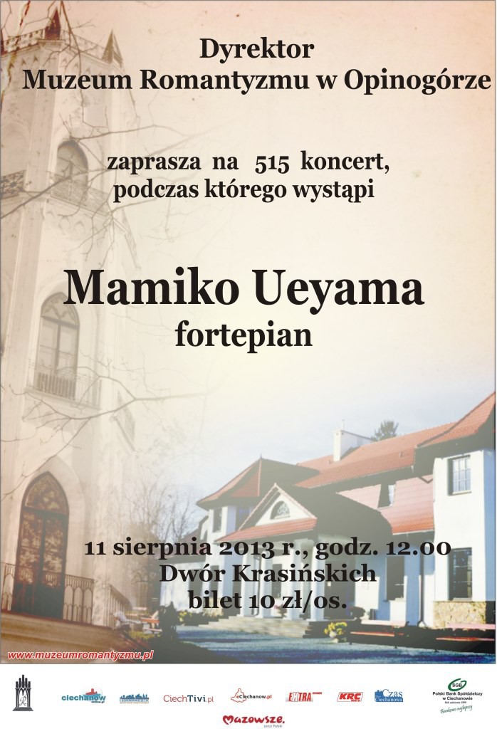Pianistka z Japonii wystąpi w Opinogórze