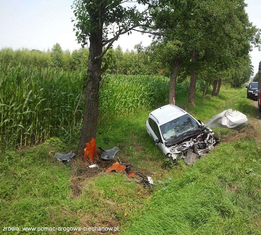 Groźny wypadek pod Ojrzeniem: Dwie osoby ranne