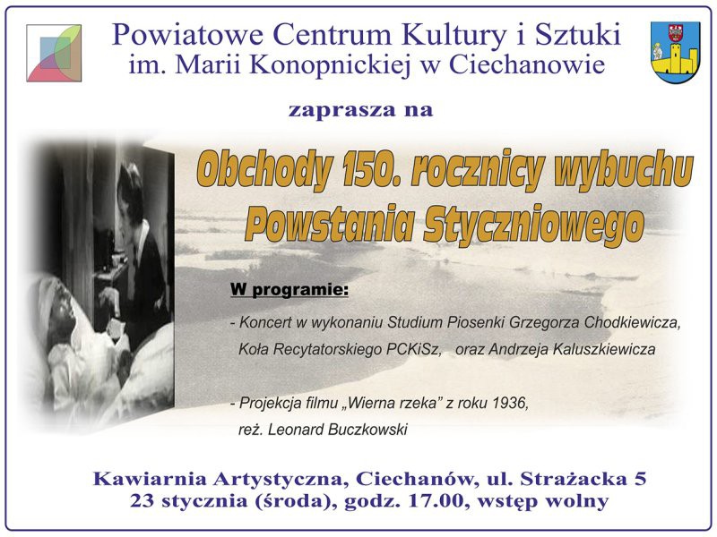 Zaproszenie na obchody 150 rocznicy Powstania Styczniowego