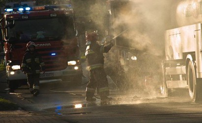 Pożar samochodu ciężarowego na ul. Sienkiewicza