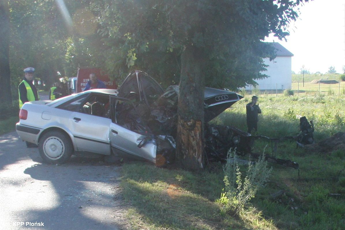 Audi uderzyło w drzewo. Jedna osoba zginęła