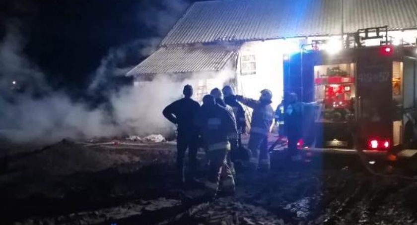 Nocny pożar budynku w gminie Ojrzeń [zdjęcia]