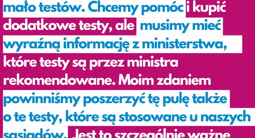Marszałek Mazowsza apeluje: Dopuśćmy do użytku więcej testów!
